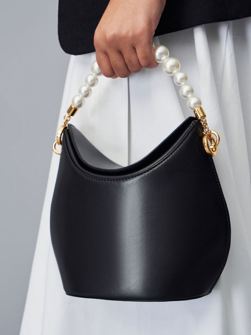 Charles And Keith Bead-Embellished Knotted Handbag Black | PHILIPPINES E295