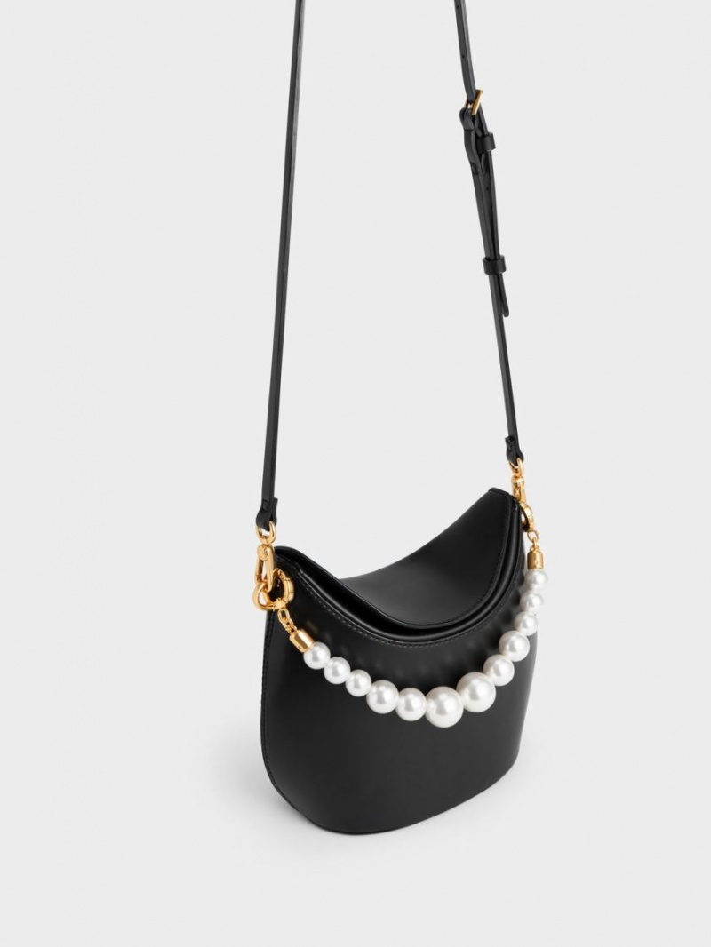 Charles And Keith Bead-Embellished Knotted Handbag Black | PHILIPPINES E295