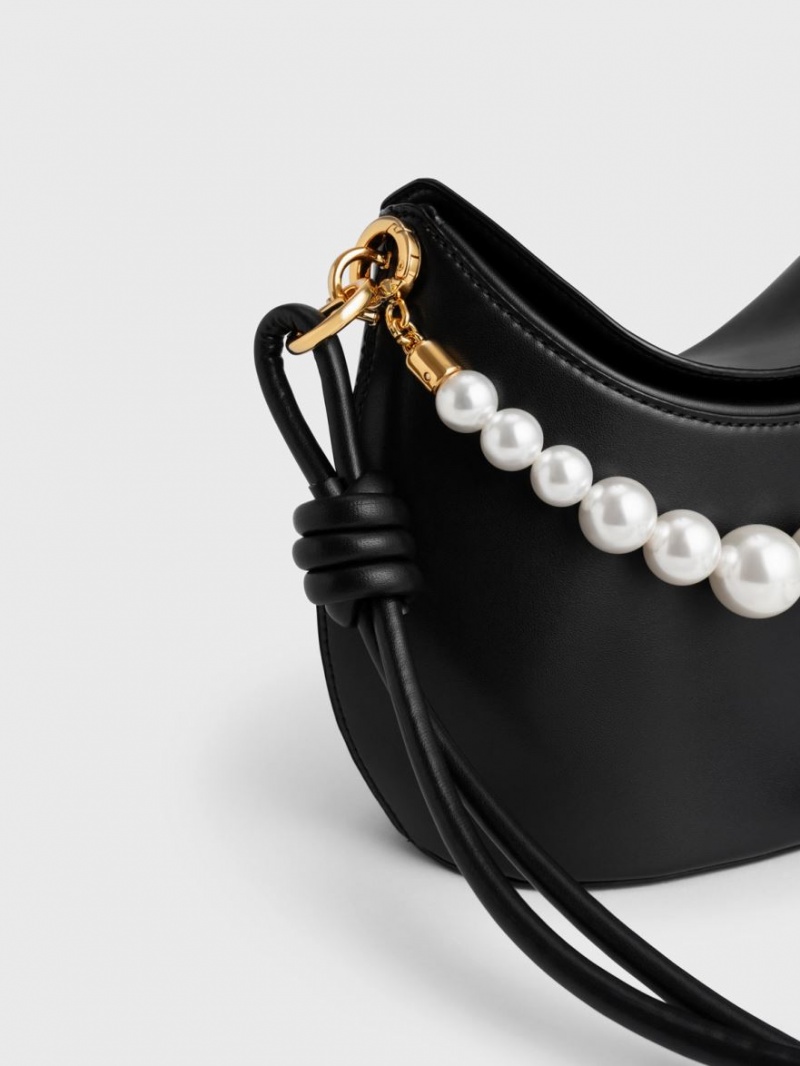 Charles And Keith Bead-Embellished Knotted Handbag Black | PHILIPPINES E295