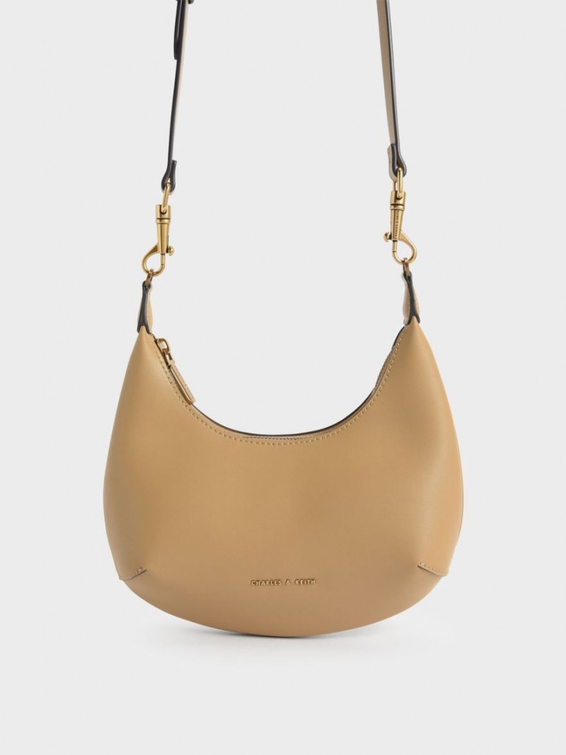 Charles And Keith Beaded Handle Hobo Bag Beige | PHILIPPINES U587