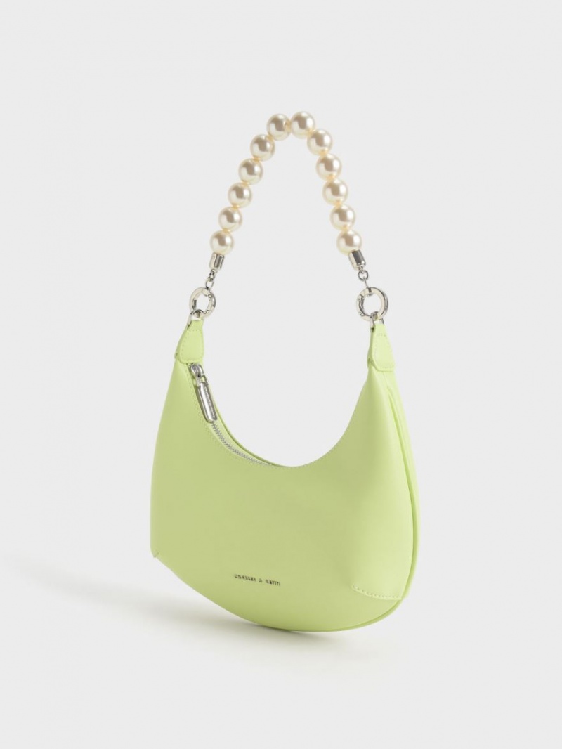 Charles And Keith Beaded Handle Hobo Bag Light Green | PHILIPPINES Z412