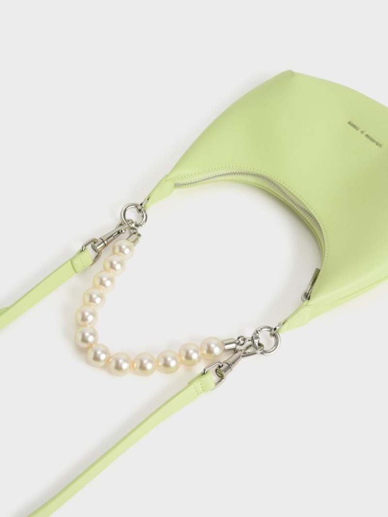 Charles And Keith Beaded Handle Hobo Bag Light Green | PHILIPPINES Z412