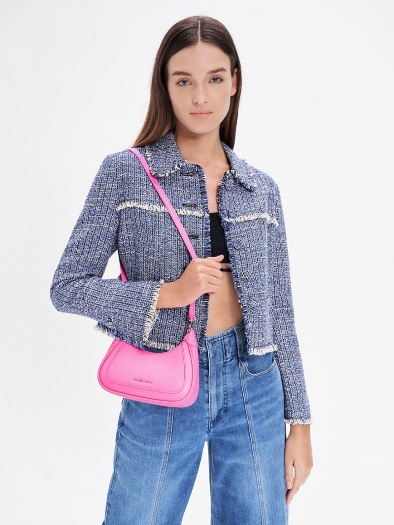 Charles And Keith Beaded Handle Hobo Bag Pink | PHILIPPINES S387