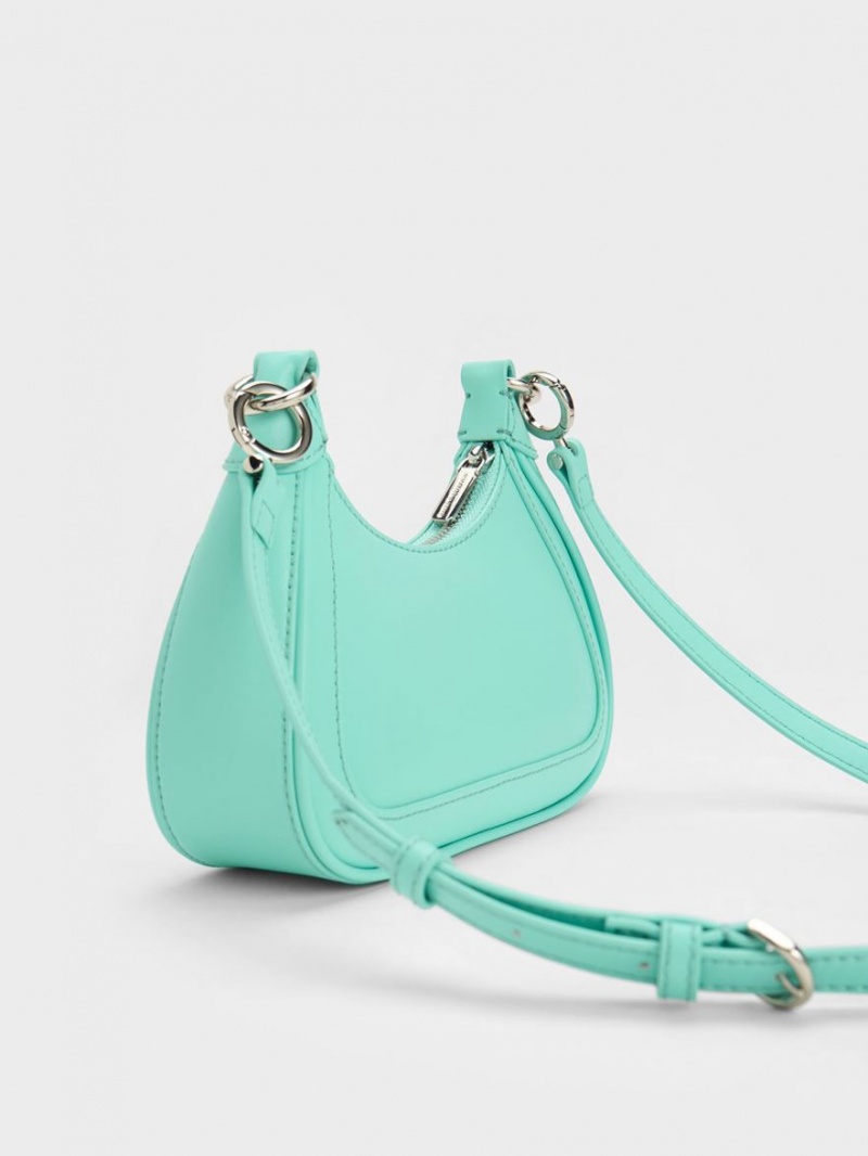 Charles And Keith Beaded Handle Hobo Bag Turquoise | PHILIPPINES P391