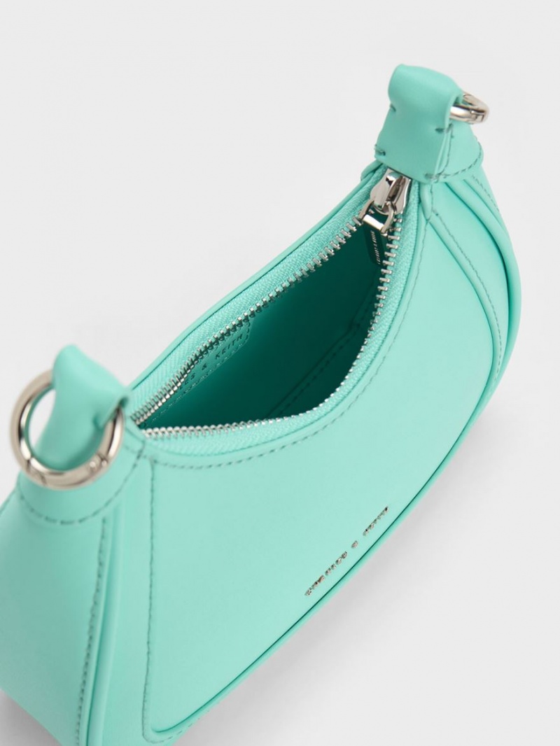 Charles And Keith Beaded Handle Hobo Bag Turquoise | PHILIPPINES P391