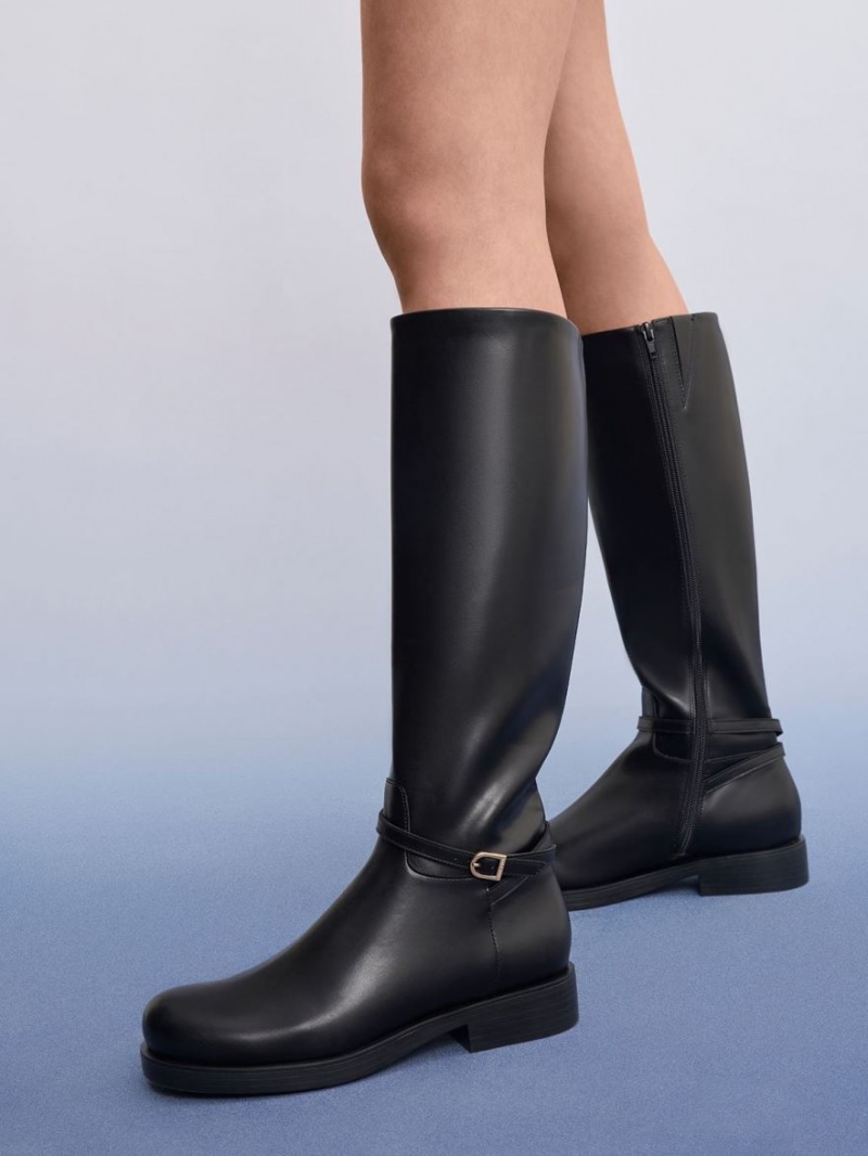 Charles And Keith Belted Knee-high Boots Black | PHILIPPINES D456