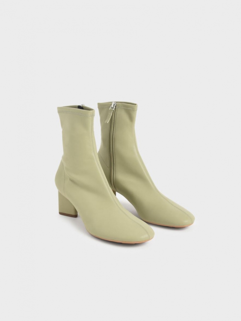 Charles And Keith Blade Heel Ankle Boots Green | PHILIPPINES H629