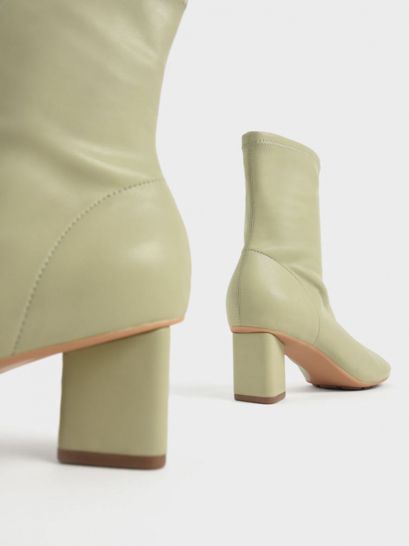 Charles And Keith Blade Heel Ankle Boots Green | PHILIPPINES H629