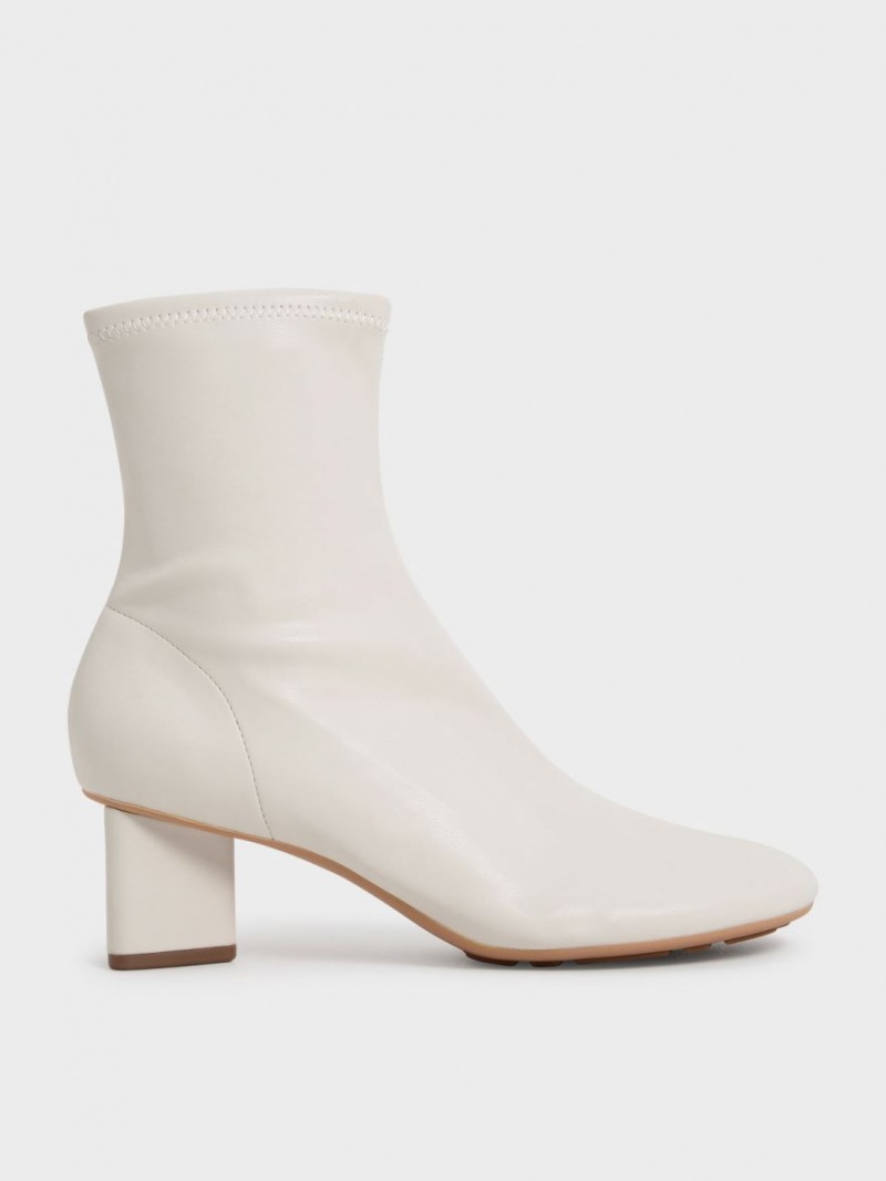 Charles And Keith Blade Heel Ankle Boots White | PHILIPPINES A164