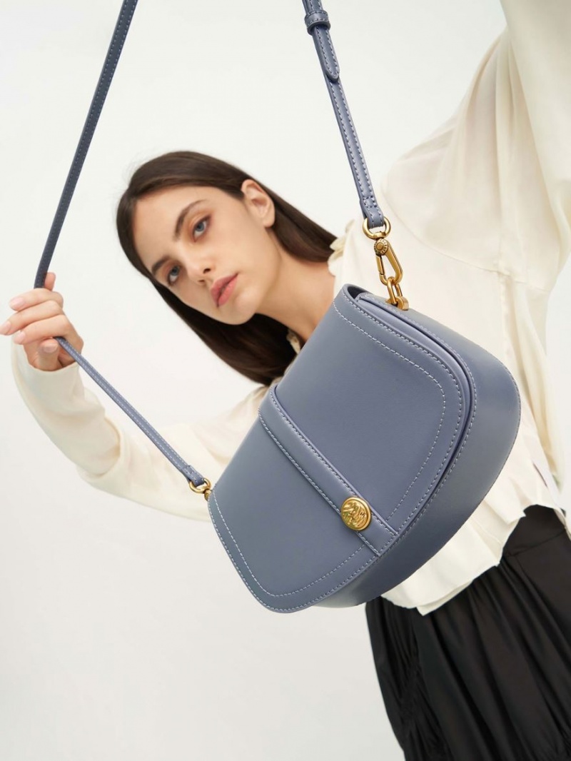 Charles And Keith Blair Chain Handle Shoulder Bags Blue | PHILIPPINES V297