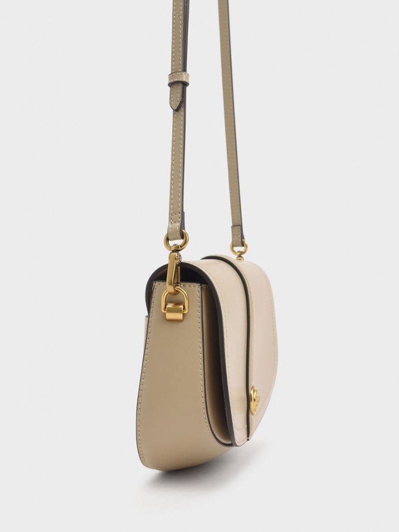 Charles And Keith Blair Chain Handle Shoulder Bags Beige | PHILIPPINES Z743