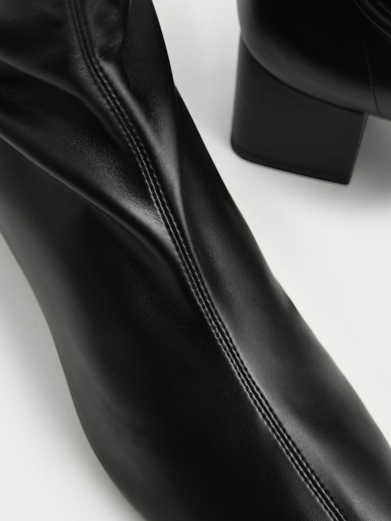 Charles And Keith Block Heel Knee-high Boots Black | PHILIPPINES T618