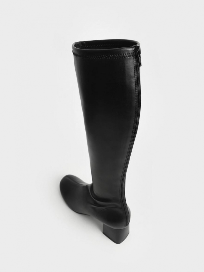 Charles And Keith Block Heel Knee-high Boots Black | PHILIPPINES T618