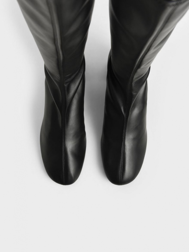 Charles And Keith Block Heel Knee-high Boots Black | PHILIPPINES T618