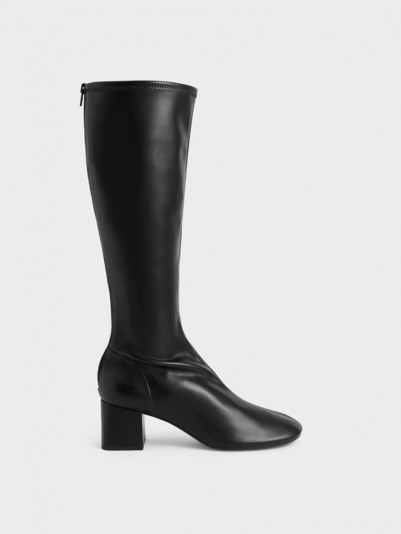 Charles And Keith Block Heel Knee-high Boots Black | PHILIPPINES T618