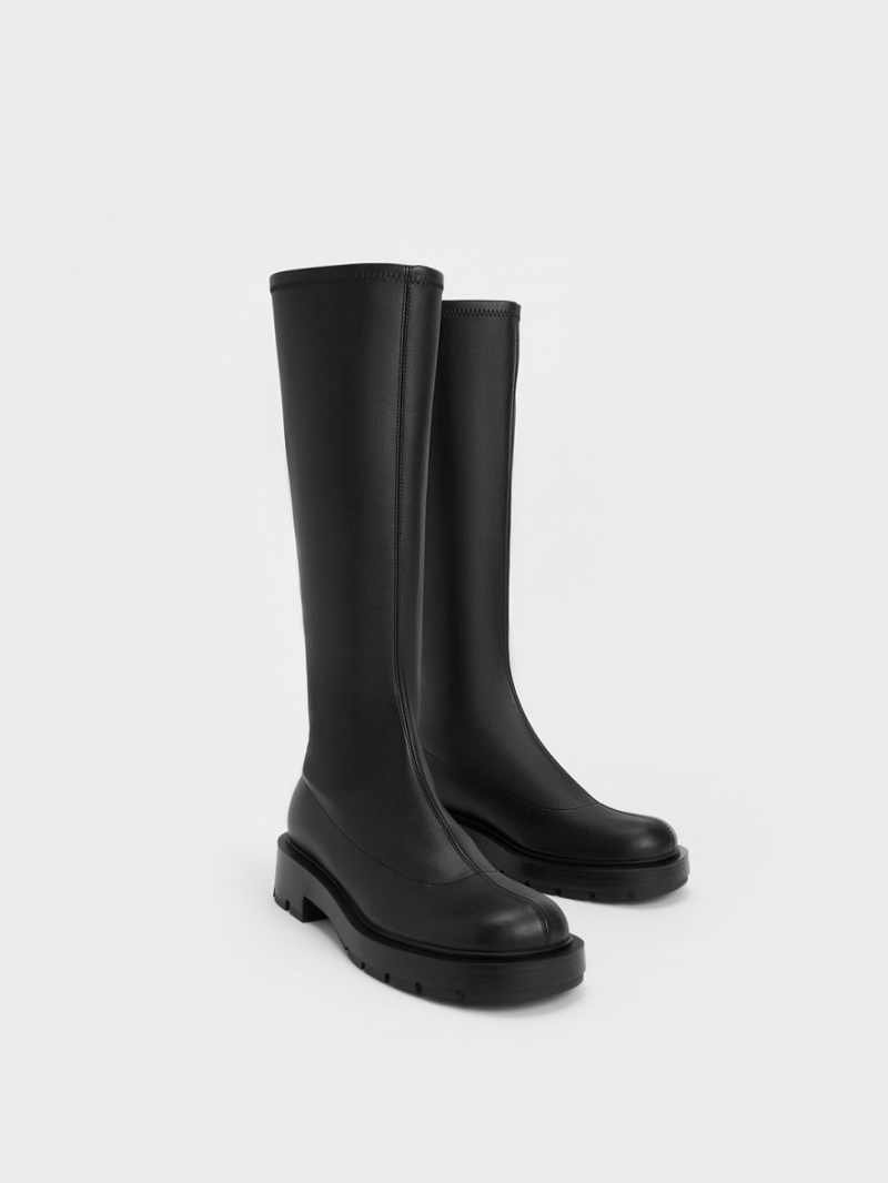 Charles And Keith Block Heel Knee-high Boots Black | PHILIPPINES Q569