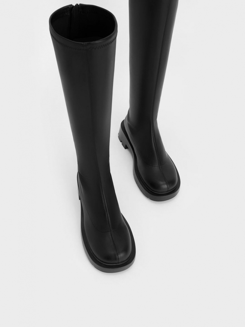 Charles And Keith Block Heel Knee-high Boots Black | PHILIPPINES Q569