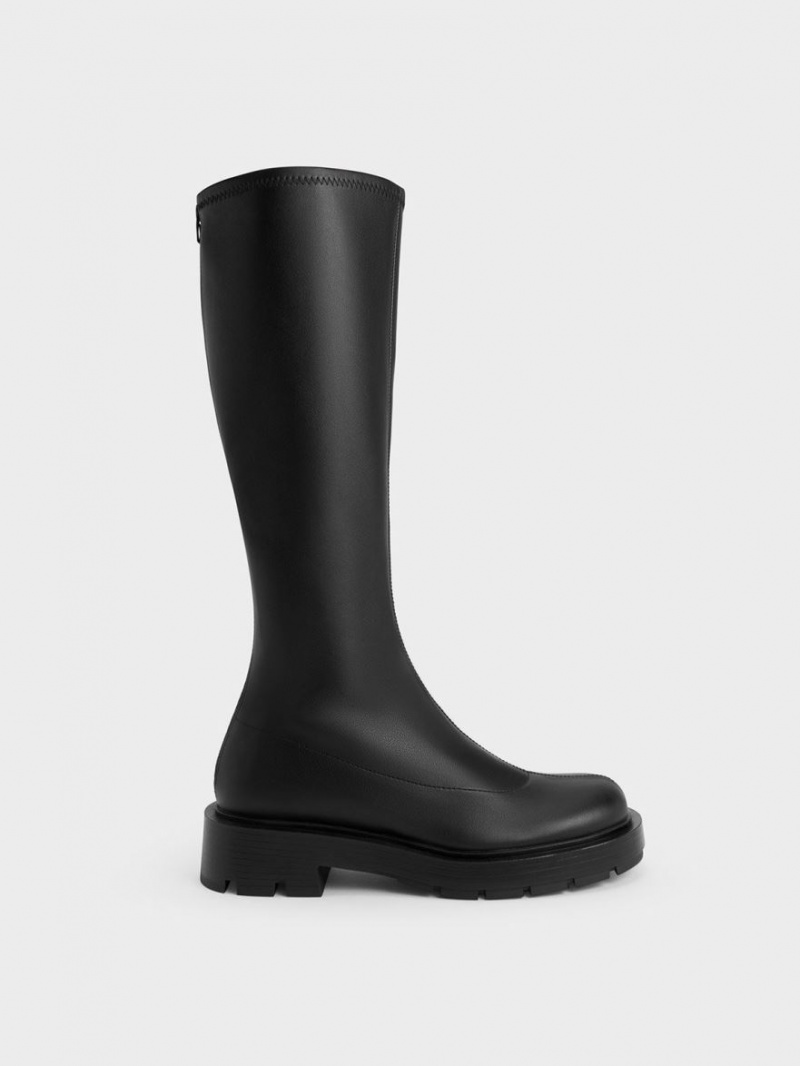 Charles And Keith Block Heel Knee-high Boots Black | PHILIPPINES Q569