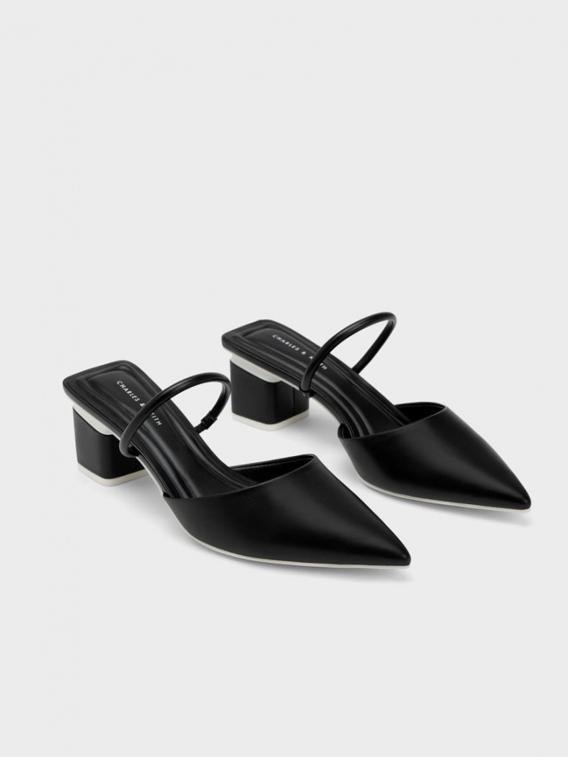 Charles And Keith Block Heel Mules Black | PHILIPPINES W173