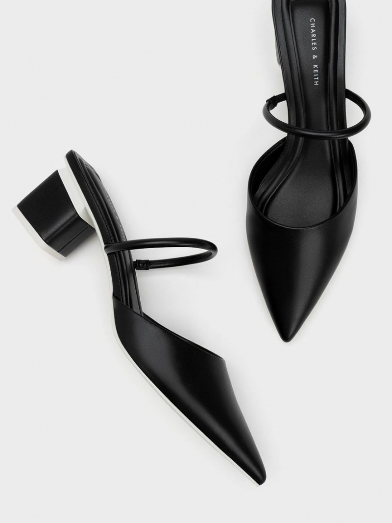 Charles And Keith Block Heel Mules Black | PHILIPPINES W173