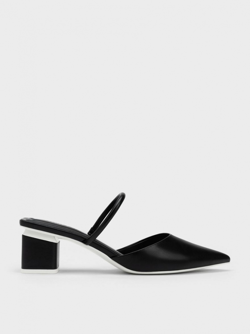 Charles And Keith Block Heel Mules Black | PHILIPPINES W173