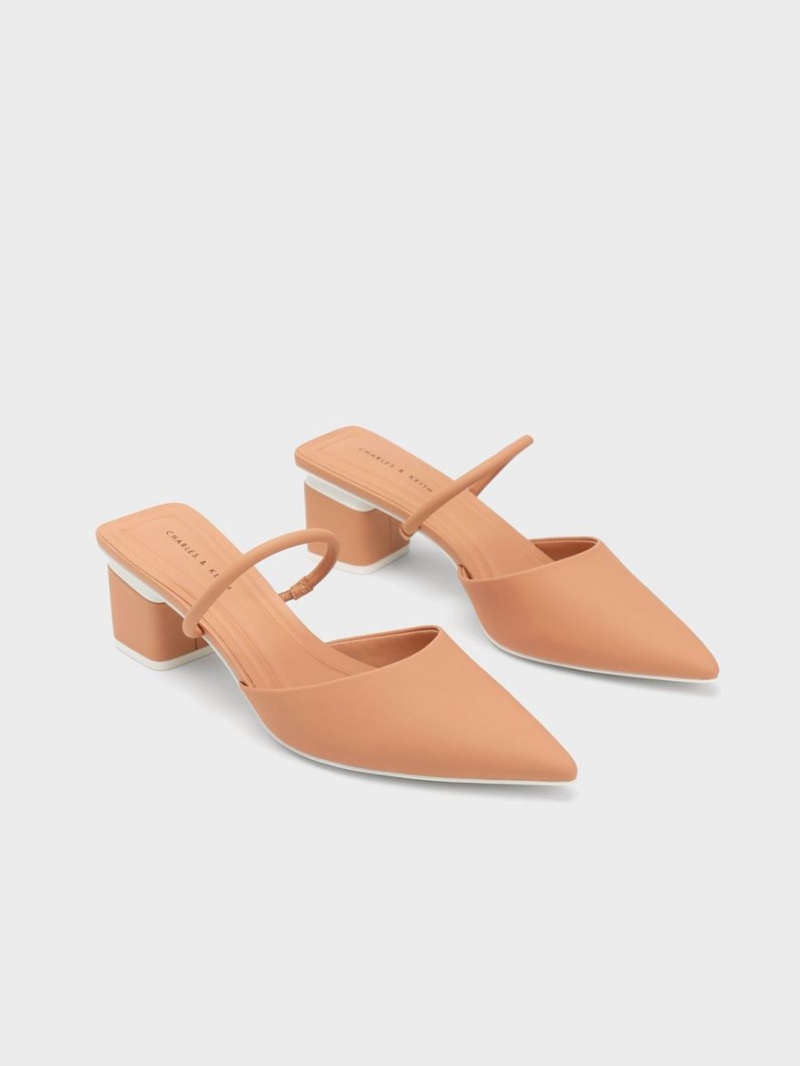 Charles And Keith Block Heel Mules Brown | PHILIPPINES G635