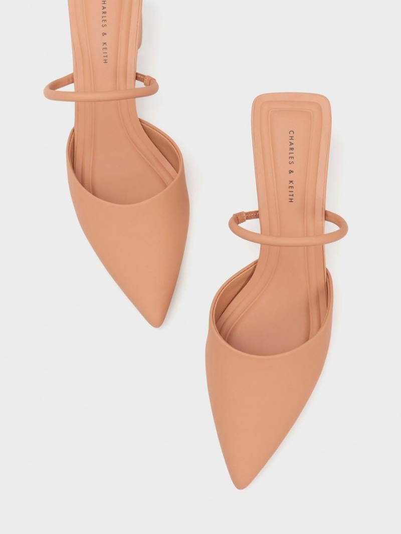 Charles And Keith Block Heel Mules Brown | PHILIPPINES G635