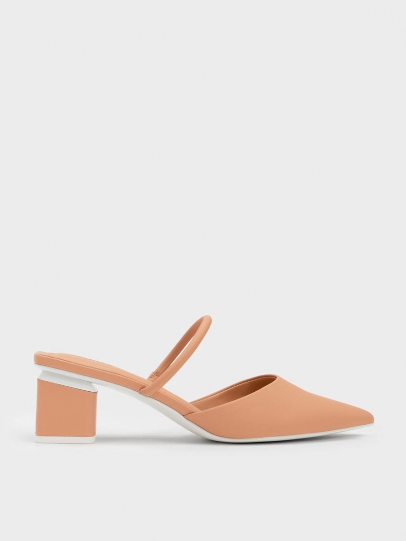 Charles And Keith Block Heel Mules Brown | PHILIPPINES G635