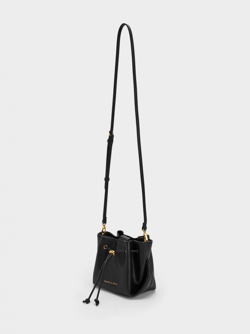 Charles And Keith Boaz Drawstring Top Handbag Black | PHILIPPINES H134