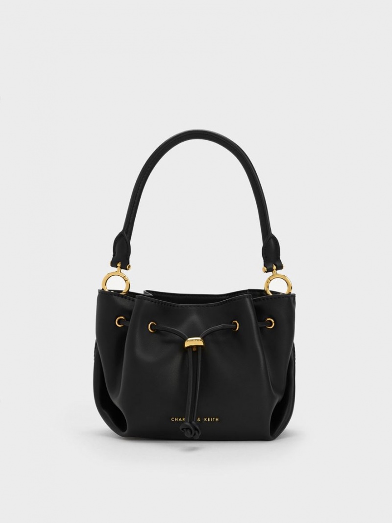 Charles And Keith Boaz Drawstring Top Handbag Black | PHILIPPINES H134