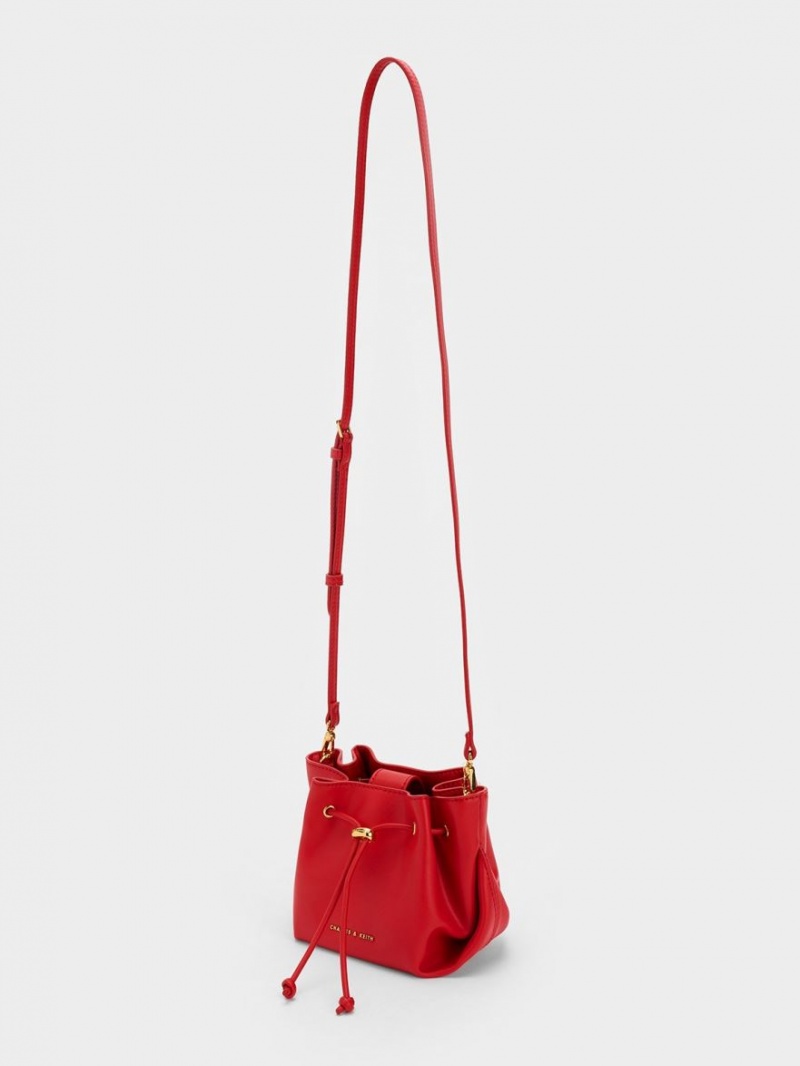 Charles And Keith Boaz Drawstring Top Handbag Red | PHILIPPINES N091