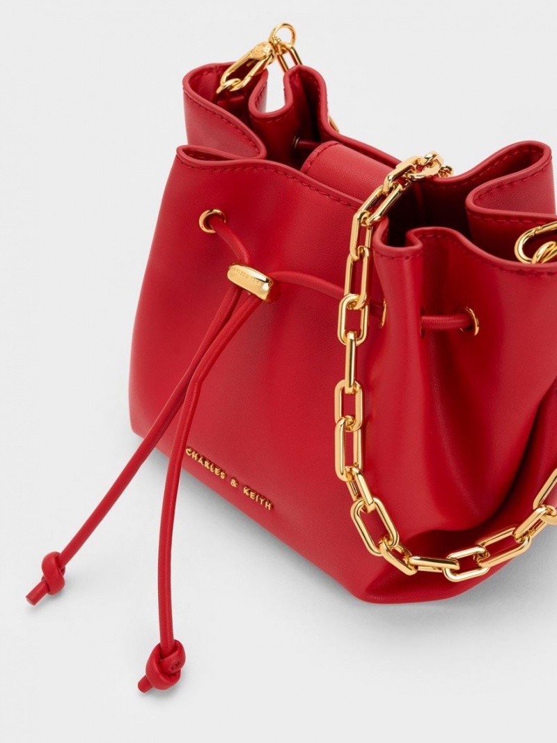 Charles And Keith Boaz Drawstring Top Handbag Red | PHILIPPINES N091