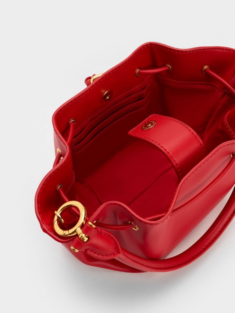 Charles And Keith Boaz Drawstring Top Handbag Red | PHILIPPINES N091