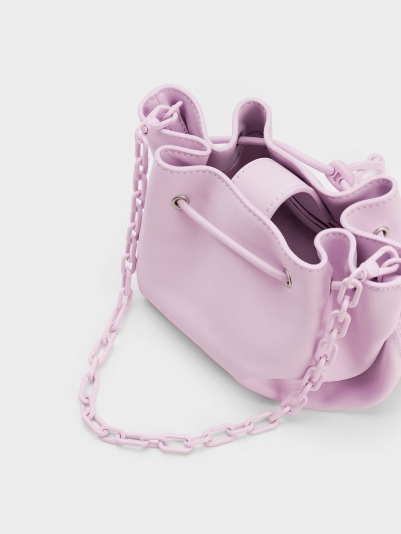 Charles And Keith Boaz Drawstring Top Handbag Purple | PHILIPPINES N948