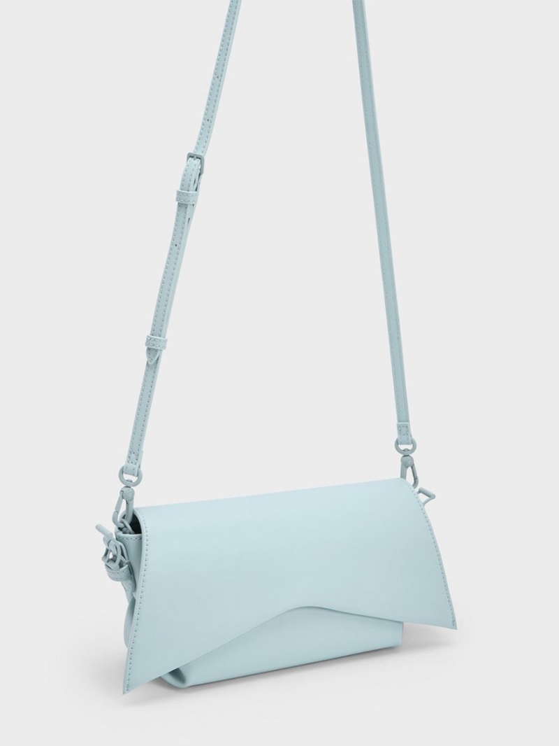 Charles And Keith Boaz Geometric Front Flap Shoulder Bags Blue | PHILIPPINES R157