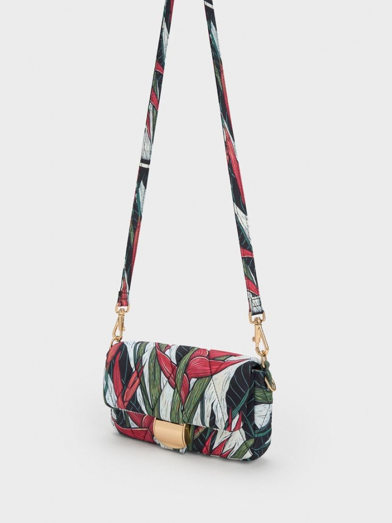 Charles And Keith Botanical Print Fabric Wrapped Handbag Multicolor | PHILIPPINES V135