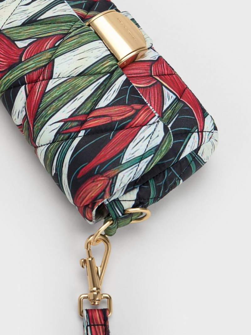 Charles And Keith Botanical Print Fabric Wrapped Handbag Multicolor | PHILIPPINES V135