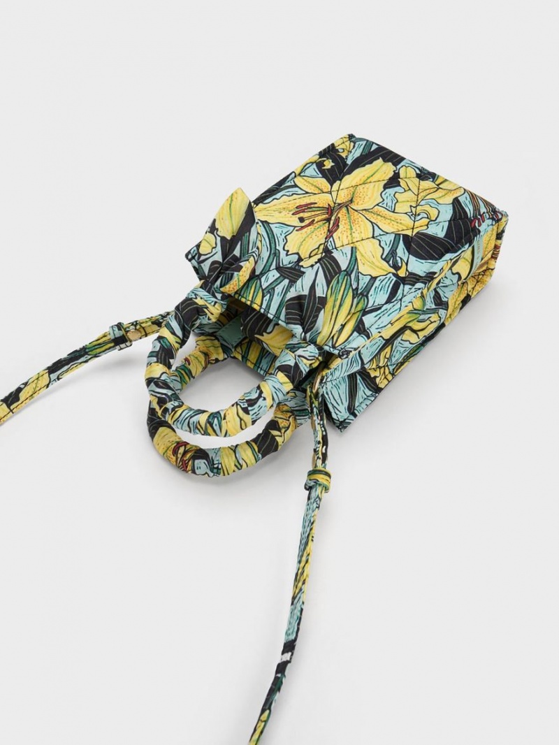 Charles And Keith Botanical Print Fabric Tote Bags Multicolor | PHILIPPINES S482