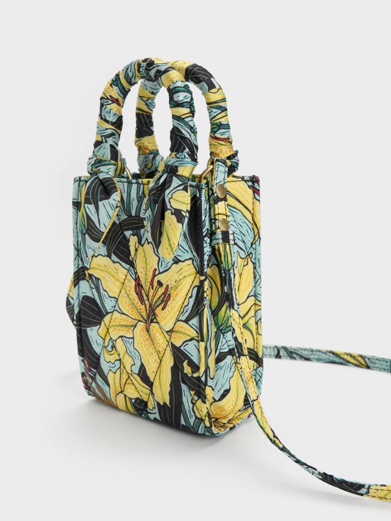 Charles And Keith Botanical Print Fabric Tote Bags Multicolor | PHILIPPINES S482