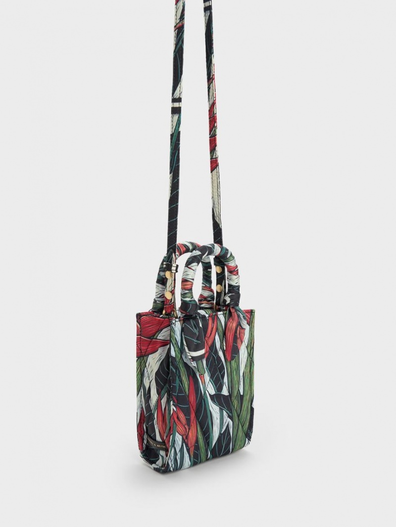 Charles And Keith Botanical Print Fabric Tote Bags Multicolor | PHILIPPINES E281