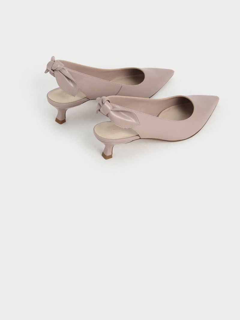 Charles And Keith Bow Slingback Pumps Pink | PHILIPPINES A307