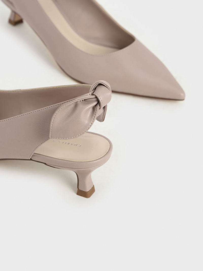 Charles And Keith Bow Slingback Pumps Pink | PHILIPPINES A307