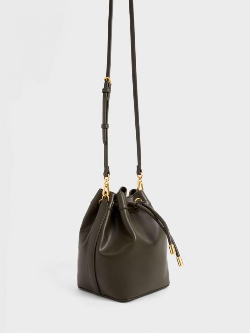 Charles And Keith Braided-Handle Drawstring Bucket Bags Black | PHILIPPINES C135