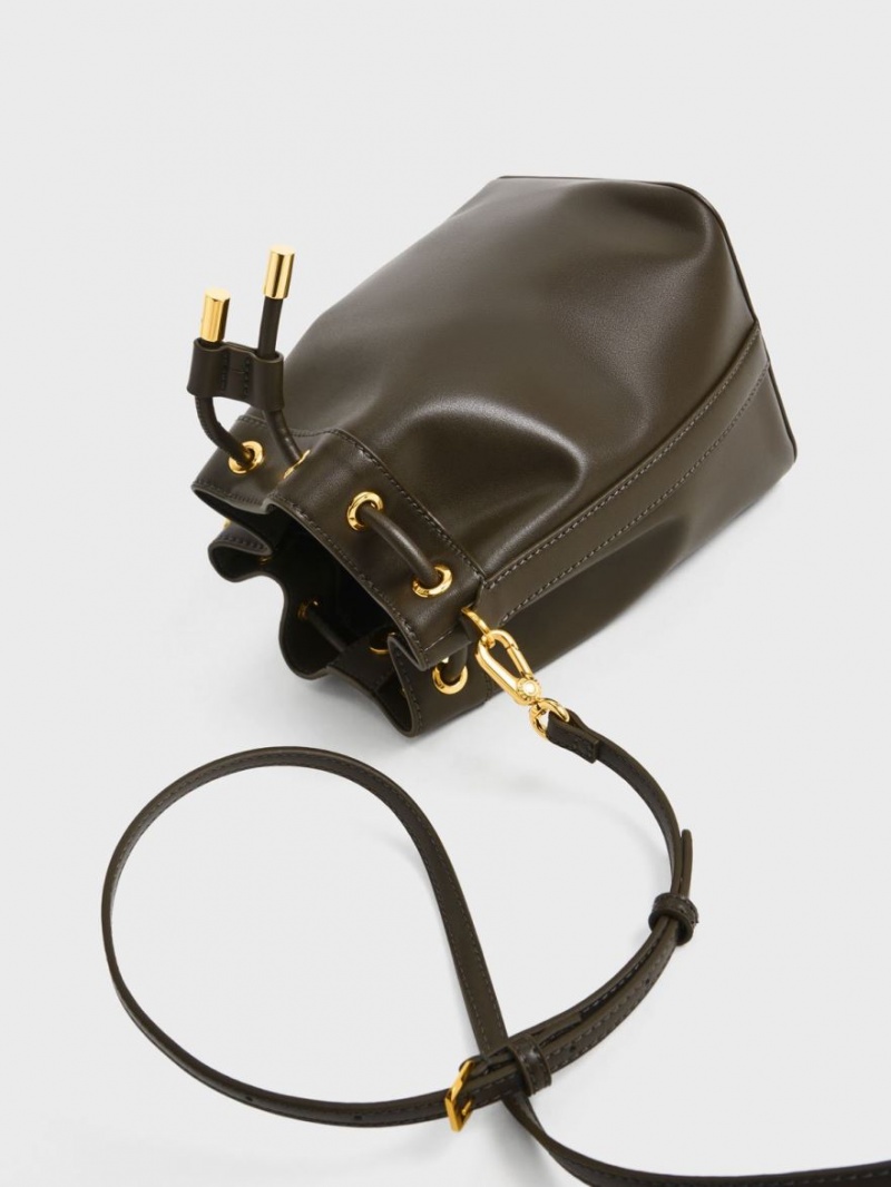 Charles And Keith Braided-Handle Drawstring Bucket Bags Black | PHILIPPINES C135