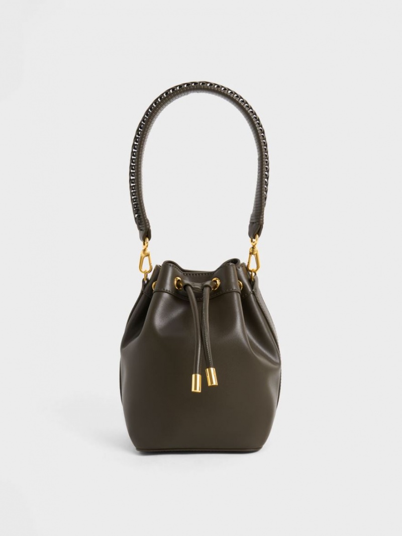 Charles And Keith Braided-Handle Drawstring Bucket Bags Black | PHILIPPINES C135