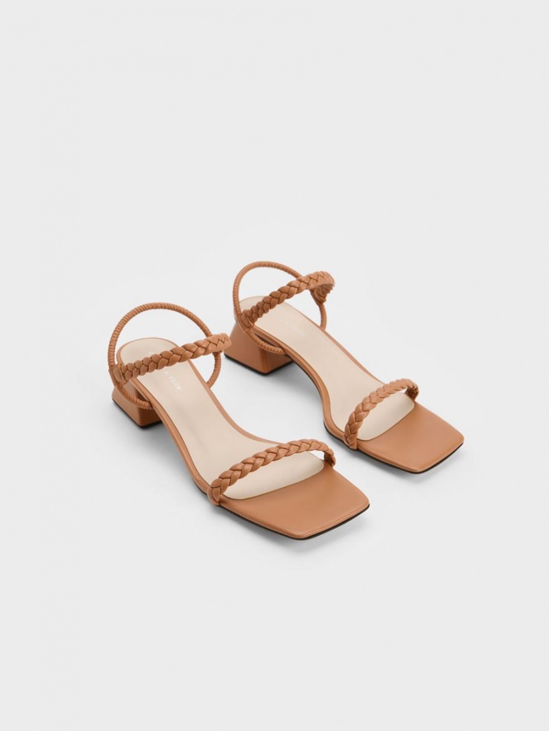 Charles And Keith Braided Back Strap Sandals Brown | PHILIPPINES S829