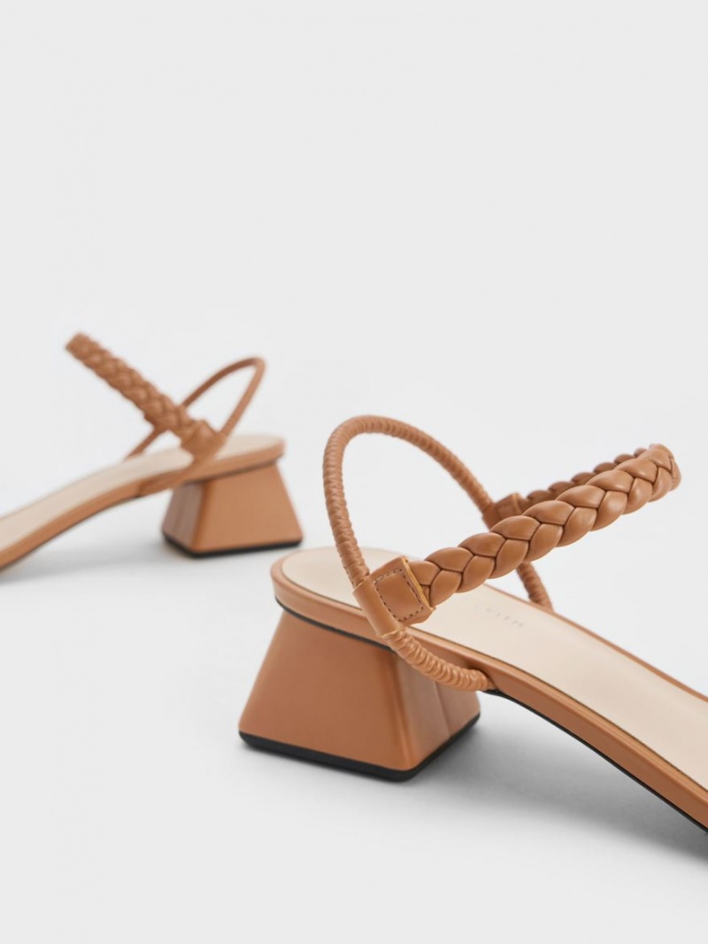 Charles And Keith Braided Back Strap Sandals Brown | PHILIPPINES S829