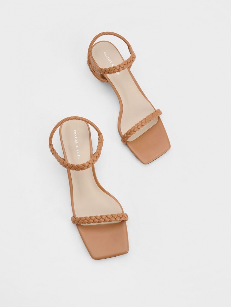 Charles And Keith Braided Back Strap Sandals Brown | PHILIPPINES S829