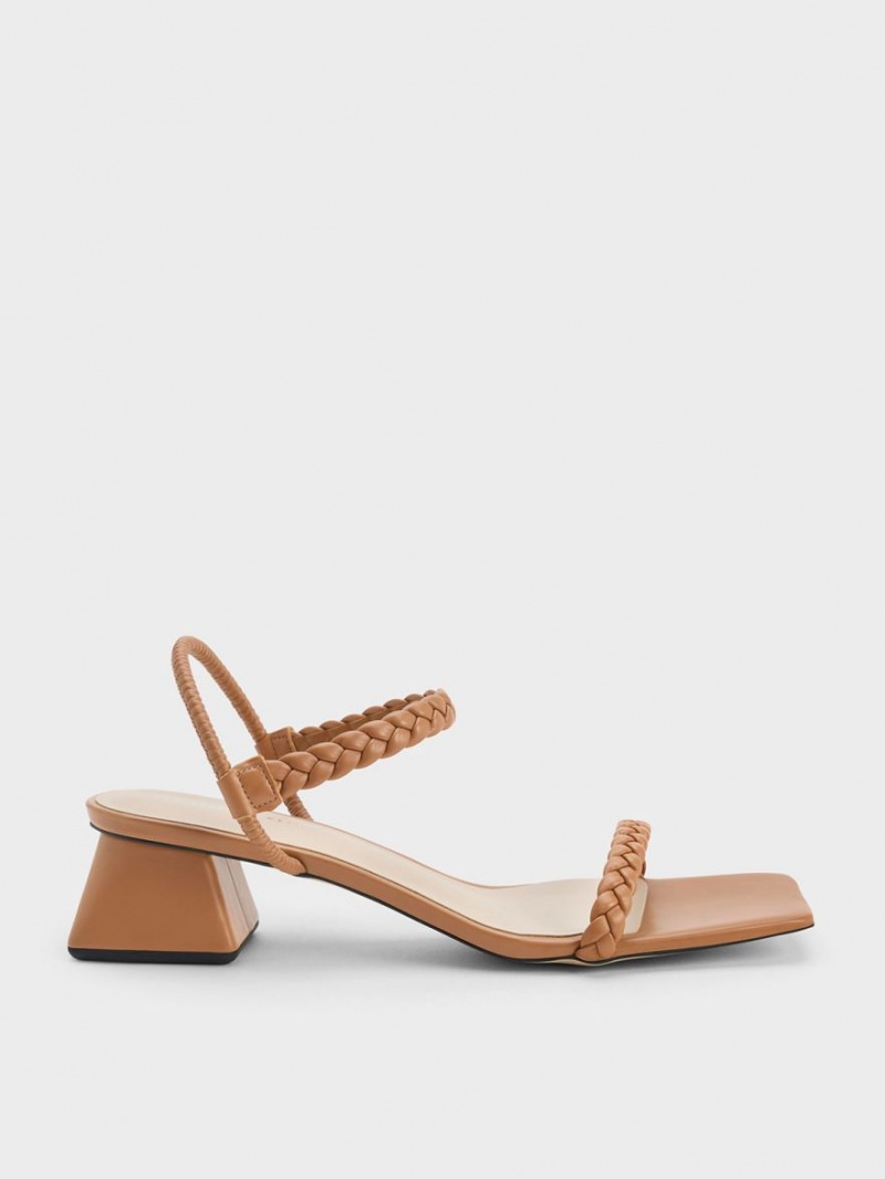 Charles And Keith Braided Back Strap Sandals Brown | PHILIPPINES S829