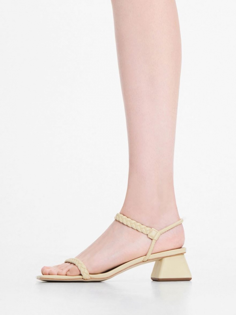 Charles And Keith Braided Back Strap Sandals Yellow | PHILIPPINES Y358